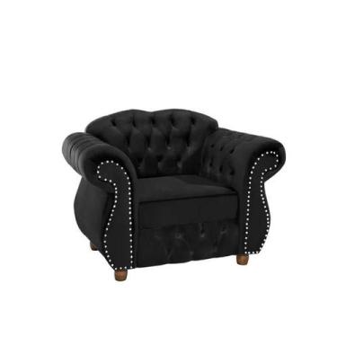 Imagem de Quatro Poltronas Chesterfield Merlo - Veludo Preto / Decoração, recepç
