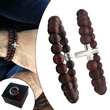 Imagem de Kit C/02 Pulseira de Bolinha Masc Vermelha Cruz - GRANADO ACESSÓRIOS, 