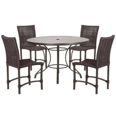 Imagem de Mesa Ascoli 100 Cm com 4 Cadeiras Cannes de Alumínio, Pintura Marrom e