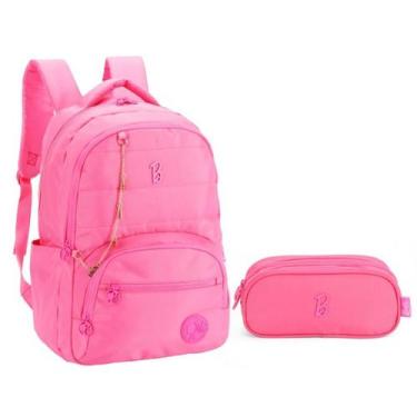 Imagem de Kit Mochila De Costas Estojo Duplo Barbie Luxcel MJ46803BB, Pink