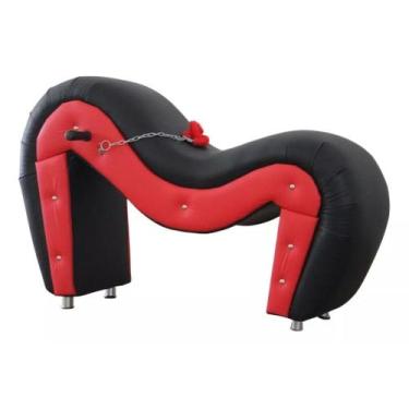 Imagem de Poltrona Cavalinho Tapeçaria Parrilha PRETA E VERMELHA - ALGEMAS & PEG