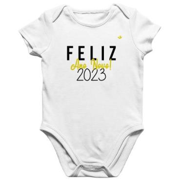 Imagem de Body Bebê Algodão Feliz Ano Novo 2023 - Foca na Moda, Branco, G