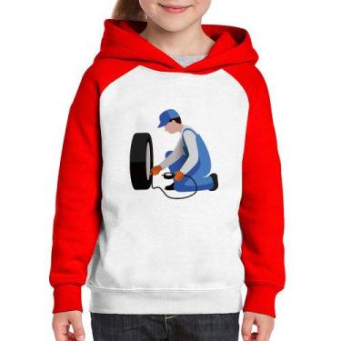 Imagem de Moletom Infantil Borracharia - Foca na Moda, Branco, Vermelho, 8