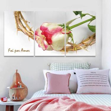 Imagem de Quadro Decorativo Sala 120x60 Cm Foi Por Amor Coroa Espinho  - IQuadro