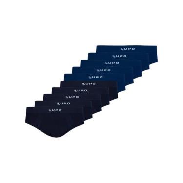 Imagem de Kit com 10 Cuecas Slip Lupo 681-001 Colorido, Azul marinho, GG