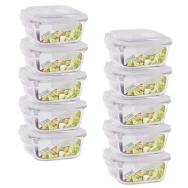 Imagem de Conjunto 10 Potes Vidro 320ml Hermético 4 Travas Alimentos - QUALITY H