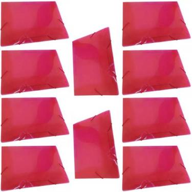 Imagem de Kit 10 Pastas Aba Elástico Mini Pequena 18x24,5cm ACP, Vermelho