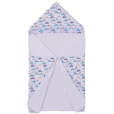 Imagem de Toalha de Banho Bebê Car Baby Azul com Capuz - Miguel Baby