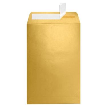 Imagem de Envelopes de 15 x 22 cm de extremidade aberta em 36 kg. Ouro metálico para enviar uma carta comercial, catálogo, documento financeiro, revista, panfleto, pacote com 50 (ouro)