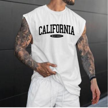Imagem de Camiseta Regata Oversized Masculina Cavada Academia California Treino 