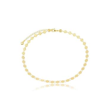 Imagem de Tornozeleira Chapinhas Foscas Banhados A Ouro 18k