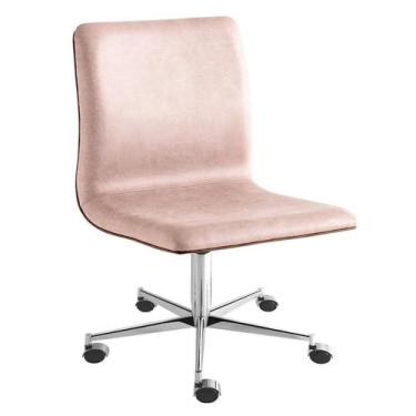 Imagem de Cadeira Giratória Cláudia Alumínio Polido Assento em Poliéster - DECOR