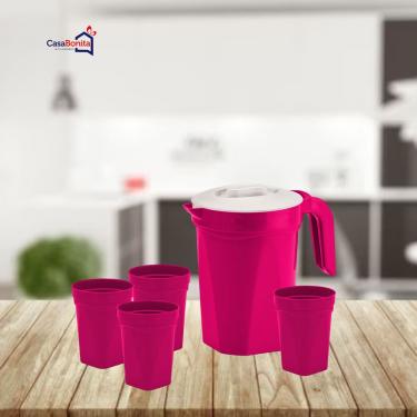 Imagem de Jarra De Suco E Água Com 4 Copos De Plastico - Plasmont