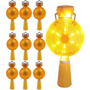 Imagem de Sinalizador Viario Solar Cone Kit 10 Uni Sinalizaçao Segurança Luz Led