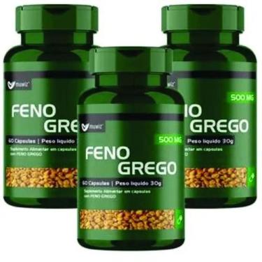 Imagem de Feno greg o 180 Cápsulas 500mg kit 3 frascos 60 capsulas - Muwiz