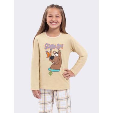Imagem de Pijama Manga Longa Infantil Xadrez Scooby - Veggi, Bege, 12, Meninas