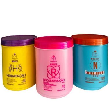 Imagem de Kit Cronograma 3 Mascaras Mousse Maranata Hair 1K