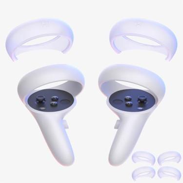Imagem de Hzlucki Halo Silicone Controller Cover Compatible with Oculus Meta Quest 2 Controller, Soft Silicone Grips Cover, Anti-Bumping Silicone Ring Cover with Protection, 2Pair / White