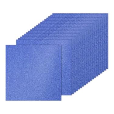 Imagem de PATIKIL 20 folhas de cartolina azul escuro com glitter 25,4 x 25,4 cm, papel quadrado brilhante brilhante para artesanato 250 g/m² para scrapbook, arte faça você mesmo, festa de casamento
