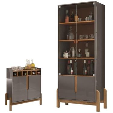 Imagem de Barzinho 2 Portas 50522 E Cristaleira Para Sala 50519 Cinza Perola Cedro DCASA