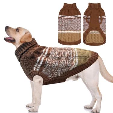 Imagem de Mihachi Suéteres para cães pequenos e médios para meninas e meninos, camisa macia para cães quentes, casaco de cachorro para clima frio, pulôver de malha com gola rolê, roupas de cachorro com orifício