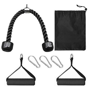 Imagem de Corda de Tríceps, Força de Tração de até 2.200 Lb para Treinamento, Corda de Puxar para Baixo, Acessório de Cabo Antiderrapante de 27 Polegadas, Corda de Ginástica, Acessório