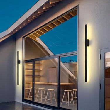 Imagem de Luminária de parede LED para jardim 40W exterior IP65 à prova d'água luzes de parede de segurança de alumínio preto acrílico arandela de parede externa para quintal varanda escadas decorativas (100