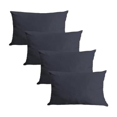 Imagem de Kit 4 Capas para Almofada em Veludo Liso Retangular 60x40 Cinza Chumbo
