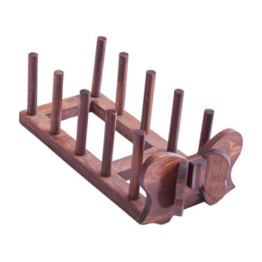 Imagem de WeiLaiKeQi Escorredor de pratos de madeira, suporte para escorredor de pratos, suporte para tampa de panela, organizador de cozinha, para decoração de de, Marrom