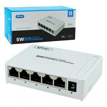Imagem de Switch 5 portas RJ45 Ethernet Gigabit 10/100/1000 Mbps fonte Bivolt 110/220V Automática