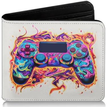 Imagem de Carteira infantil para meninos de 8 a 10 anos, 9 a 12, 11 a 15 anos, com bloqueio de RFID, para jogos, janela engraçada com bolso para moedas, presente de aniversário e Natal, fundo branco