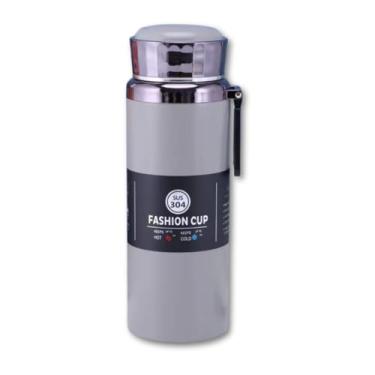 Imagem de Garrafa de Água Térmica de 1L Inox Tampa Esportiva Academia Escola Trabalho Isolada a Vácuo Aço Inox 304 1 Litro Bebida Fria Gelada (Cinza)