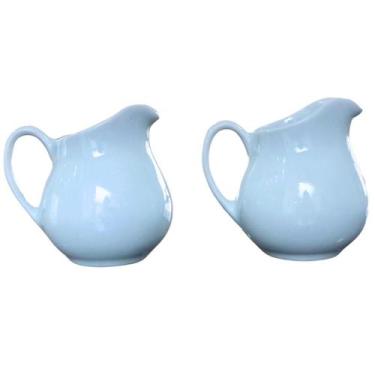 Imagem de Kit 2 Jarras Leiteira 350ml, Sucos e Bebidas - Porcelana Branca (2) - 