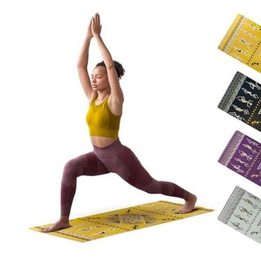 Imagem de Zaveur Tapete de ioga de poliuretano feminino dançante - 68,5 cm L x 185,4 cm C Tapete de meditação com frente de poliuretano premium - Tapete de exercício antiderrapante com parte traseira de