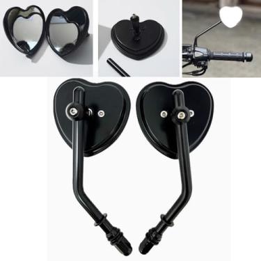 Imagem de Espelhos retrovisores em forma de coração de motocicleta 8 mm para Harley Road King Sportster Street Glide Electra Glide Dyna Softail Road Glide 1982-2019 (preto)