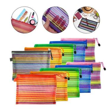 Imagem de Kit 10 Necessaire Estojo Nylon Colorida Viagem Escola Make - Arte Sedu