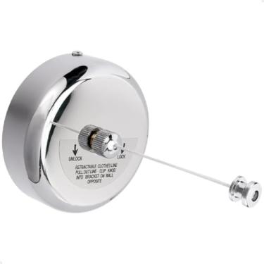 Imagem de Varal de Parede Retrátil em Aço Inox Com Corda Nylon Recolhivel Extensível Cromado Lavanderia Casa Apartamento Varanda Roupa Prático Discreto - SHACK