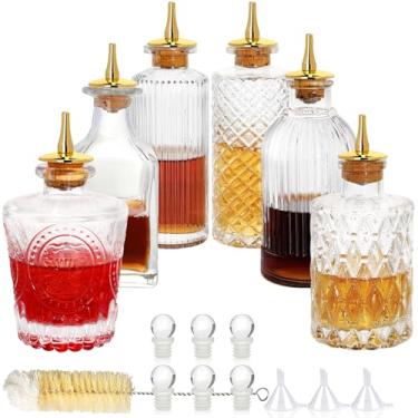 Imagem de Conjunto de garrafas de vidro - garrafa de vidro amargo, com parte superior de aço inoxidável, ótima garrafa para suas bebidas, 6 pcs, 6