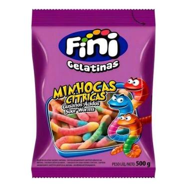 Imagem de Bala Fini Minhoca Azedinha Bala De Gelatina 500g - Fini
