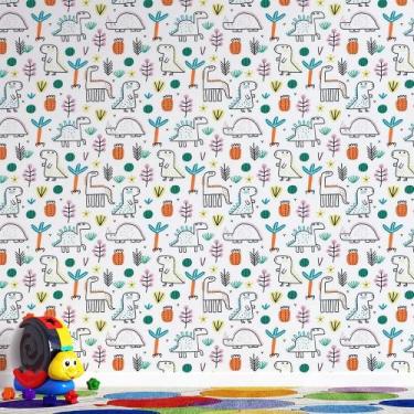 Imagem de Papel de Parede Dinossauros Coloridos - AloPapers, 3,00m de largura, 1