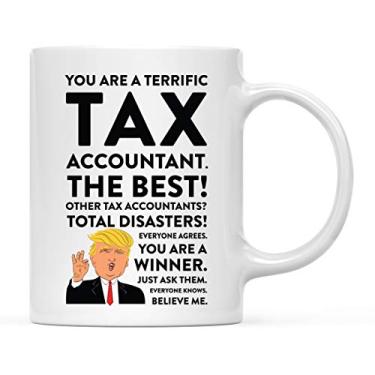 Imagem de Andaz Press Caneca de café engraçada de 325 ml para presente de presidente Trump, contador fiscal, 1 pacote, inclui caixa de presente, Natal, aniversário, formatura, novidades, ideias para presente de