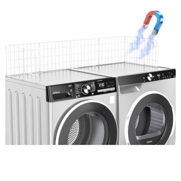 Imagem de Protetor magnético de lavanderia 125,7 cm - Protetores de lavanderia de metal para lavadora e secadora de bancada, cobertura de lavanderia com capas de silicone, protetor de bancada para secadora de