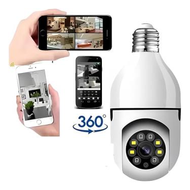Imagem de Câmera Lâmpada Espiã 360° Wi-Fi: Visão Noturna, Áudio Bidirecional e Acesso Remoto pelo Celular