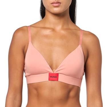 Imagem de HUGO Sutiã feminino triangular com etiqueta vermelha com enchimento removível, Rosa profunda, P