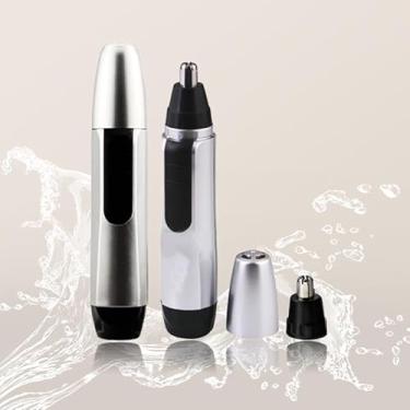 Imagem de Aparador Elétrico de Pelos para Nariz e Orelha, Portátil, 2 em 1, Cor Prata