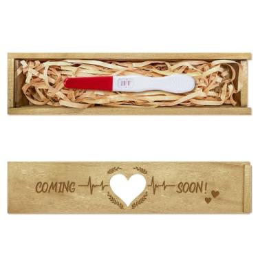 Imagem de CHGCRAFT Caixa de presente de teste de gravidez oca amor teste de gravidez caixa de presente com fita de ráfia push pull caixa de presente de anúncio de gravidez presente para o pai, 20 x 5 x 3 cm