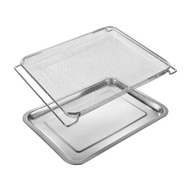 Imagem de Kowiofame 36,5 x 29 cm Cesta de forno para fritadeira a ar em aço inoxidável, bandejas desidratadoras, cesta de peças e bandeja de crocante