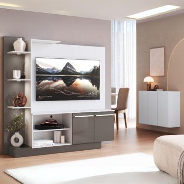 Imagem de Rack Com Painel Para Tv Até 55 Polegadas E Aparador 3 Portas Multimóveis Mp1097 Branco/lacca Fumê