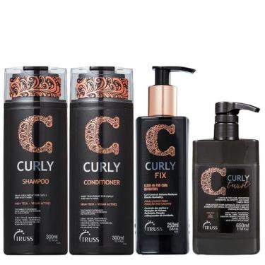 Imagem de Truss Curly Kit Shampoo Condicionador Fix Ativador de Cachos e Twist L