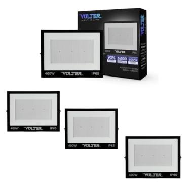 Imagem de VOLTER - Kit 4 Refletor led volter ecônomico IP65 400w 6500k holofote preto 36000lm luz branco frio